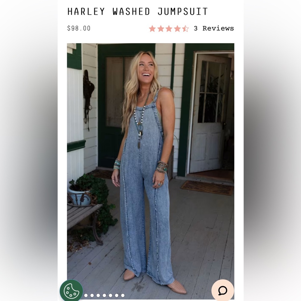Three Bird Nest Harley Washed Jumpsuit NWT Size Small